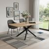 79" Natural and Black Wood and Iron Cross Leg Base Dining Table