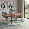 47" Walnut Wood Self-Storing Leaf Extendable Dining Table