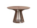 47" Walnut Wood Pedestal Base Round Top Dining Table