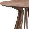 47" Walnut Wood Pedestal Base Round Top Dining Table