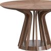 47" Walnut Wood Pedestal Base Round Top Dining Table