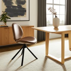 Brown and Black Faux Leather And Metal Dining Side Chair