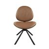 Brown and Black Faux Leather And Metal Dining Side Chair