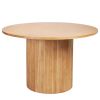 47" Brown Solid Wood Pedestal Base Round Top Dining Table