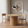 47" Brown Solid Wood Pedestal Base Round Top Dining Table