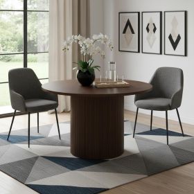 47" Walnut Solid Wood Pedestal Base Round Top Dining Table