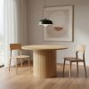 47" Natural Wood Pedestal Base Round Top Dining Table