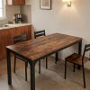 46" Brown and Black Wood and Iron Dining Table