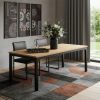 46" Natural and Black Wood and Iron Dining Table