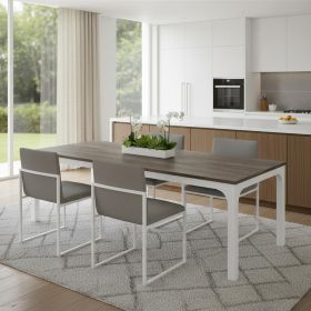 46" Gray and White Wood and Iron Dining Table