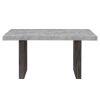 78" Gray and Dark Brown Faux Marble and Wood Double Pedestal Base Dining Table