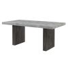 78" Gray and Dark Brown Faux Marble and Wood Double Pedestal Base Dining Table