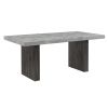 78" Gray and Dark Brown Faux Marble and Wood Double Pedestal Base Dining Table