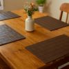 18" Set of Four Espresso Basketweave Faux Leather Placemats