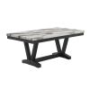 72" White and Black Faux Marble and Wood Trestle Base Dining Table