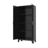 71" Black Stainless Steel Pantry Or Storage Closet With Arched Panel Doors