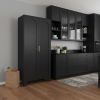 71" Black Stainless Steel Pantry Or Storage Closet With Arched Panel Doors