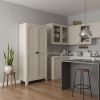 71" Cream Stainless Steel Locking Pantry Or Storage Closet With Arched Panel Doors