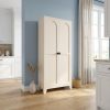 71" Cream Stainless Steel Locking Pantry Or Storage Closet With Arched Panel Doors