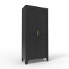 61" Black Stainless Steel Pantry Or Storage Closet With Arched Panel Doors