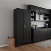 61" Black Stainless Steel Pantry Or Storage Closet With Arched Panel Doors