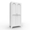 61" White Stainless Steel Pantry Or Storage Closet With Arched Panel Doors