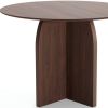 42" Brown Wood Pedestal Base Round Top Dining Table