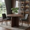 42" Brown Wood Pedestal Base Round Top Dining Table