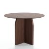 42" Brown Wood Pedestal Base Round Top Dining Table