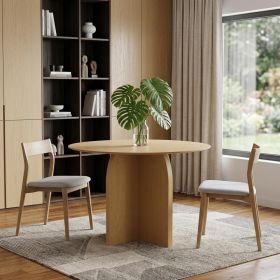 42" Natural Wood Pedestal Base Round Top Dining Table