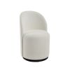 Cream and Black Velvet Curved Back Swivel Dining Arm Chair
