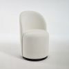 Cream and Black Velvet Curved Back Swivel Dining Arm Chair