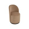 Brown and Black Velvet Curved Back Swivel Dining Arm Chair