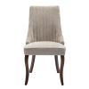Set of Two Beige And Brown Tufted Velvet And Solid Wood Dining Side Chairs
