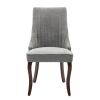 Set of Two Gray And Brown Tufted Velvet And Solid Wood Dining Side Chairs