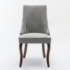 Set of Two Gray And Brown Tufted Velvet And Solid Wood Dining Side Chairs