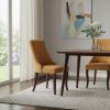 Set of Two Yellow And Brown Linen And Solid Wood Dining Side Chairs