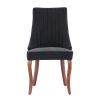Set of Two Black And Brown Fabric And Solid Wood Dining Side Chairs