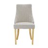Set of Two Beige And White And Gold Chenille And Stainless Steel Dining Side Chairs