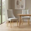 Set of Two Beige And White And Gold Chenille And Stainless Steel Dining Side Chairs