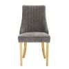Set of Two Gray And Gold Chenille And Stainless Steel Dining Side Chairs
