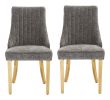 Set of Two Gray And Gold Chenille And Stainless Steel Dining Side Chairs