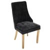 Set of Two Black And Gold Chenille And Stainless Steel Dining Side Chairs