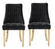 Set of Two Black And Gold Chenille And Stainless Steel Dining Side Chairs