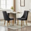 Set of Two Black And Gold Chenille And Stainless Steel Dining Side Chairs