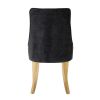 Set of Two Black And Gold Chenille And Stainless Steel Dining Side Chairs