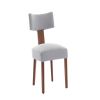 Set of Two Gray And Brown Linen And Solid Wood Dining Side Chairs