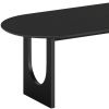 79" Black Solid Wood Geo Double Pedestal Base Oval Dining Table