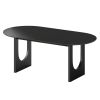 79" Black Solid Wood Geo Double Pedestal Base Oval Dining Table