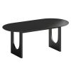 79" Black Solid Wood Geo Double Pedestal Base Oval Dining Table